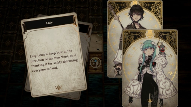 Shows of main character and a girl named Laty who is a young womanw ith blue hair having a discussion.
